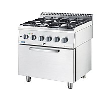 Eco gas stove with electric oven , 4-burners, p 17+3.5 kw, u g20, Stalgast, 9713610