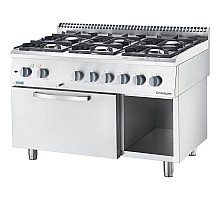 Eco gas stove with electric oven , 6-burners, p 25.5+3.5 kw, u g20, Stalgast, 9714310