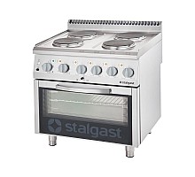 4-burner electric range 800x700x850 with electric oven(800) 10, 4+7 kw (3 heating systems), Stalgast, 9715000