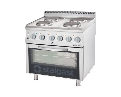 4-burner electric range 800x700x850 with electric oven(800) 10, 4+7 kw (3 heating systems), Stalgast, 9715000