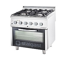 4-burner gas range 800x700x850 with electric oven 20, 5+7 kw (static) - g30/31 (propan-butan), Stalgast, 9716130