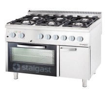 6-burner gas range 1200x700x850 with electric oven 32, 5+7 kw (static) - g20, Stalgast, 9718110