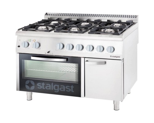 6-burner gas range 1200x700x850 with electric oven 36, 5+7 kw (static) - g20 , Stalgast, 9718210