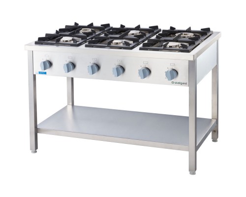 6-burner free standing gas range with undershelf 32, 5 kw - g20 (natural gas), Stalgast, 979611