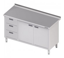 Wall table with three drawers block(l), hinged doors 1000x600x850 mm, Stalgast, 980426100