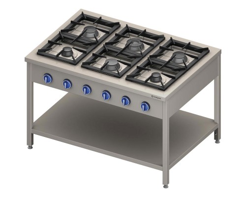 6-burner free standing gas range 900 with undershelf 32, 5 kw - g20 (natural gas), Stalgast, 999611