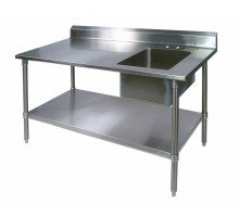 table with one sink (R), with shelf 2000x700x850 mm