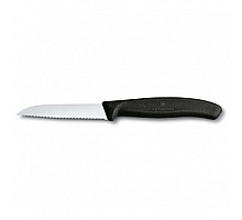 Swiss classic, paring knife, wavy, 8 cm, black, Victorinox, 6.7433