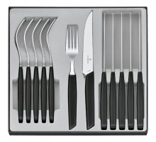 Swiss modern, table set steak knife, 12 pieces, black, Victorinox, 6.9093.12W.12