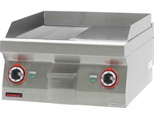 Grill plate 1/2 depth + 1/2 riff. chrome-plated 600 mm 8kw, Kromet, 700.PBE-600GR