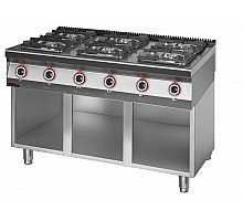 6-burner gas stove 2x4.5kw + 2x7.5kw + 2x9.0 kw on an open cabinet base, Kromet, 900.KG-6.S