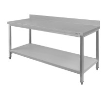 Nerūsējošā tērauda pie sienas nostiprināms galds ar plauktu S-150 cm G-70 cm H-85 cm N