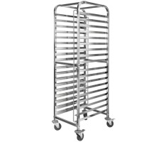 Nerūsējošā tērauda transporta ratiņi 18 plauktiņi paplātēm S-60 cm uz G-40 cm S-62 cm G-47 cm H-174 cm N