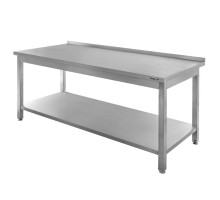 Nerūsējošā tērauda sienas galds ar plauktu metināts S-200 cm G-60 cm H-85 cm N