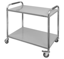 Nerūsējošā tērauda viesmīļa ratiņi 2-plauktu standarts S-90 cm G-50 cm H-90 cm N