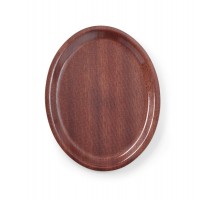 Serving tray, oval, non-slip, laminated, HENDI, Mahogany, 200x265mm, 507568