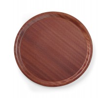 Serving tray, round, non-slip, laminated, HENDI, Mahogany, ø380x(H)15mm, 507865