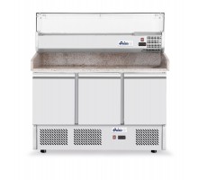 Three door pizza counter with cooling display 380+40L, Arktic, 254L, 230V/400W, 1400x700x(H)1491mm, 232033