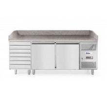 2-Door pizza cooling table with 7 drawers, with granite worktop, Arktic, 250L, 230V/250W, 2020x802x(H)1000mm, 232842