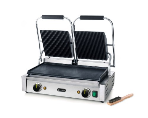 Contact grill - double version, HENDI, ribbed top and smooth bottom, 230V/3600W, 570x395x(H)510mm, 263808