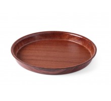 Serving tray, round, non-slip, high rim, laminated, HENDI, Mahogany, ø360x(H)30mm, 507766
