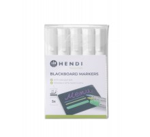 Blackboard markers 6 mm, HENDI, 5 white markers, 664209