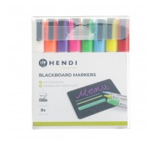 Blackboard markers 3 mm, HENDI, 1 white, 1 red, 1 blue, 1 green, 1 yellow, 1 purple, 1 orange and 1 pink marker, 664278
