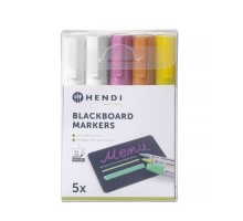 Blackboard markers 6 mm, HENDI, 2 white, 1 pink, 1 yellow and 1 bronze markers, 5 pcs, 664292