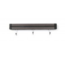 Knife magnet with hooks, HENDI, 3 hooks, Black, (L)340mm, 820209