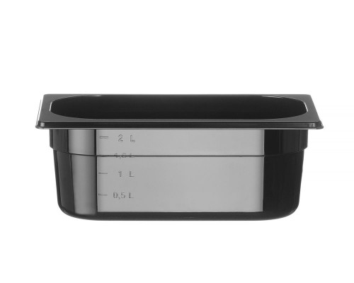 Container GN 1/4 black polycarbonate, HENDI, Profi Line, GN 1/4, 2,8L, Black, 265x162x(H)100mm, 862629