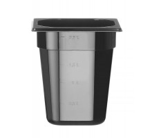 Container GN 1/6 black polycarbonate, HENDI, Profi Line, GN 1/6, 3,4L, Black, 176x162x(H)200mm, 862704