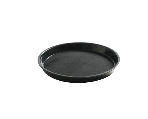 Serving tray, round, non-slip, high rim, black, HENDI, ø360x(H)39mm, 878408