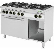 6-конфорочная газовая плита с электрической духовкой с вентилятором