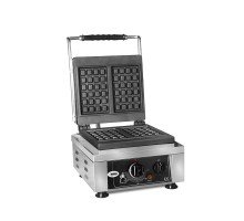 Klasiskā vafeļu panna - 2x (10 x 17 x 1,5cm) - 50° līdz 300°c - cieta čuguna cepšanas plate - apļveida pilienu paplāte