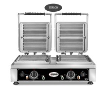 Вафельница чуро - 2x (10 x 21см x 2 x 1см / 2см) - 50° до 300°c твердая чугунная форма для выпечки - кольцевой поддон для сбора капель