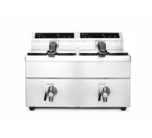 Induction deep fryer with drain tap - 2 x 8 l, Profi Line, 16L, 230V/7000W, 577x609x(H)410mm, 