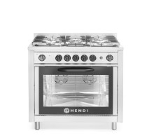 Gas cooker - 5 burners with electric oven, Kitchen Line, Silver, 230V/2900W, 14,3kW, 900x653x(H)900mm, 