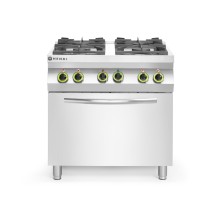 Gas cooker 4-burner with convection oven GN 1/1, Kitchen Line, 230V/3000W, 19kW, 800x722x(H)900mm, 