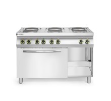 Электрическая плита Kitchen Line 6-плитная с конвекционной электрической духовкой GN 1/1, Kitchen Line, 400V/18600W, 1200x700x(H)900mm
