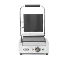 Kontaktgrils – vienvietīgs, rievota augša un gluda apakša, 230V/1800W, 310x400x(H)510mm, 