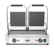 Kontaktgrils-divvietīgs, Rievota augša un gluda apakša, 230V/3600W, 570x395x(H)510mm, 