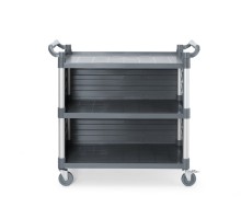 3 plauktu polipropilēna viesmīļa ratiņi, lieli, AmerBox, Komplektā ir plauktu sānu paneļi, 1010x500x(H)960mm