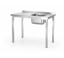 Sink table – bolted, depth 600 mm, Budget Line, sink bowl on the right side, 1000x600x(H)850mm