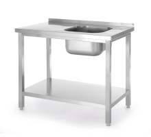 Galds ar 1 izlietnes kameru, ar plauktu – saliekams, dziļums – 600 mm, Budget Line, izlietne labajā pusē, 800x600x(H)850mm
