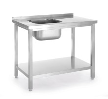Galds ar 1 izlietnes kameru, ar plauktu – saliekams, dziļums – 600 mm, Budget Line, izlietne kreisajā pusē, 800x600x(H)850mm