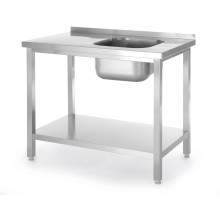 Galds ar 1 izlietnes kameru, ar plauktu – saliekams, dziļums – 600 mm, Budget Line, izlietne kreisajā pusē, 1000x600x(H)850mm