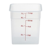 Caurspīdīgs polipropilēna pārtikas trauks CamSquare, Cambro, 7,6 l, 7,6L, Caurspīdīgs, 215x215x(H)230mm
