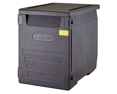 Cam GoBox izolācijas konteiners, priekšējā iekraušana, 600x400 mm konteineriem, bez vadības sliedēm, Cambro, 155 l, bez vadotnēm, 155L, Melns, 770x540x(H)687mm – profesionālā iekārta no Cambro