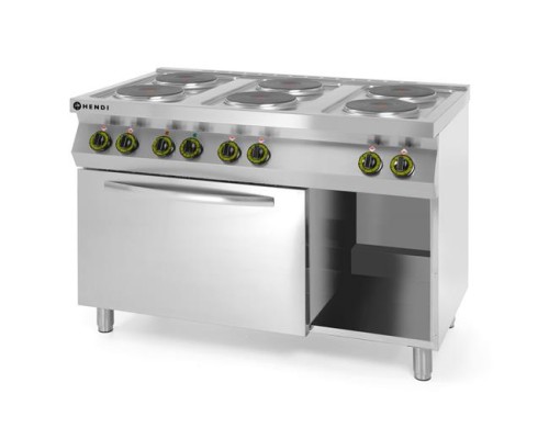 Электрическая плита Kitchen Line 6-плитная с конвекционной электрической духовкой GN 1/1, HENDI, Kitchen Line, 400V/18600W, 1200x700x(H)900mm Hendi 226247