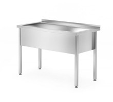 Table with single wash trough – welded, depth 600 mm, chamber height 400 mm, Profi Line, 1000x600x(H)850mm